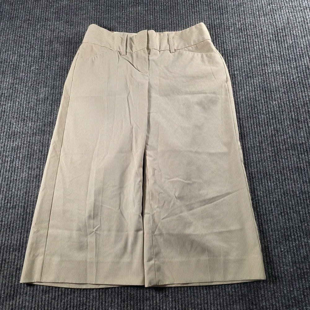Express Design Studio Editor Tan Pinstripe Wide Leg Cropped Pants Size 0